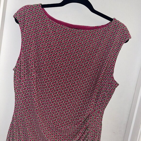 Lauren Ralph Lauren Pink Print Ruched Boatneck Sleeveless Pullover Dress Size 16 - Picture 3 of 11